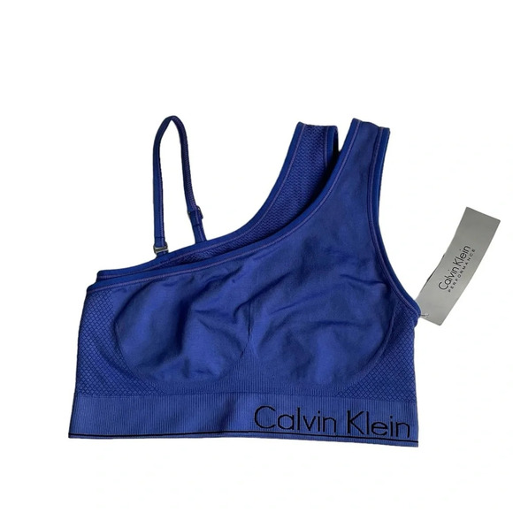 Calvin Klein Performance Mid Impact Sports Bra XS Ultra Marine Seamless NWT - Picture 1 of 6